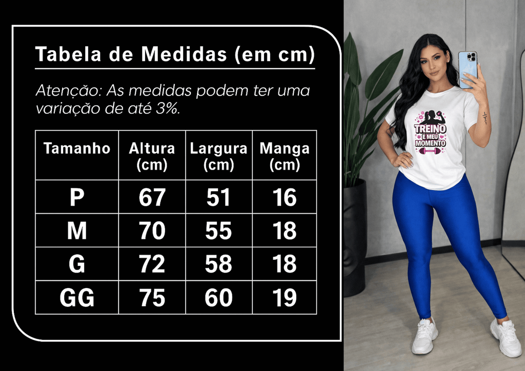 Camiseta Feminina Tradicional Manga Curta Almayda - Treino é Meu Momento