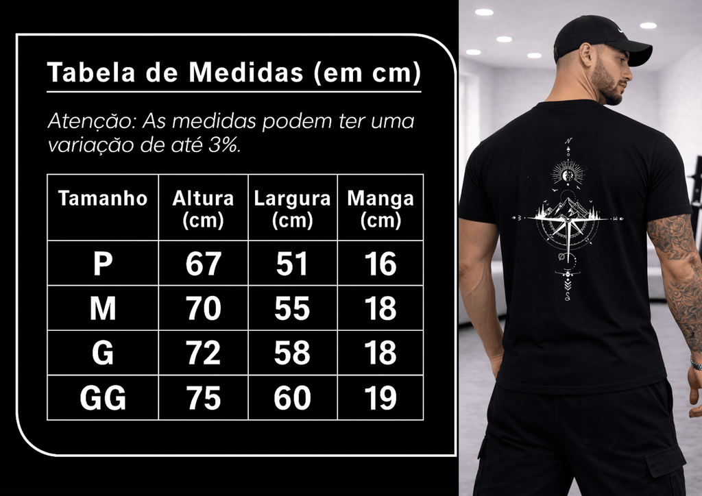 Camiseta Masculina Premium Manga Curta Tradicional  - Rosa dos Ventos