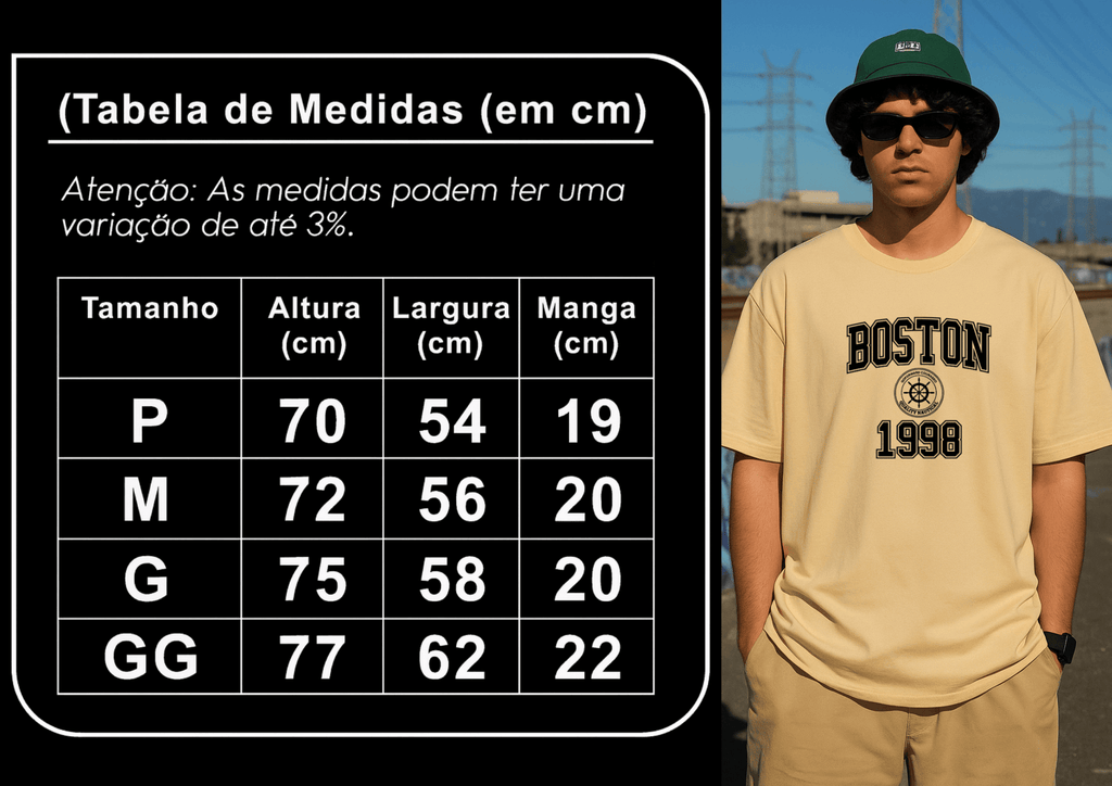 Camiseta Oversized Masculina -  Boston 1998