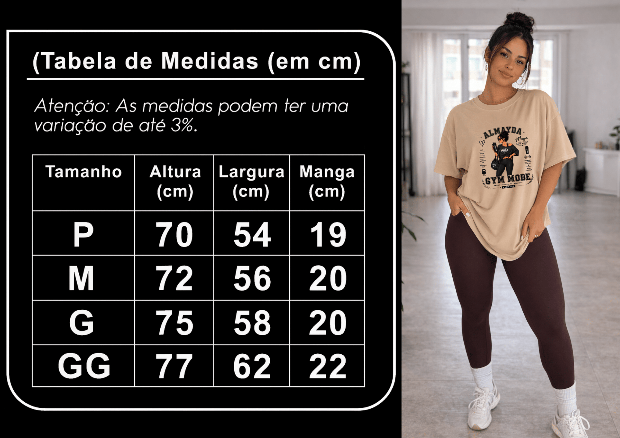 Camisetão Feminino Oversized - Almayda Gym Mode