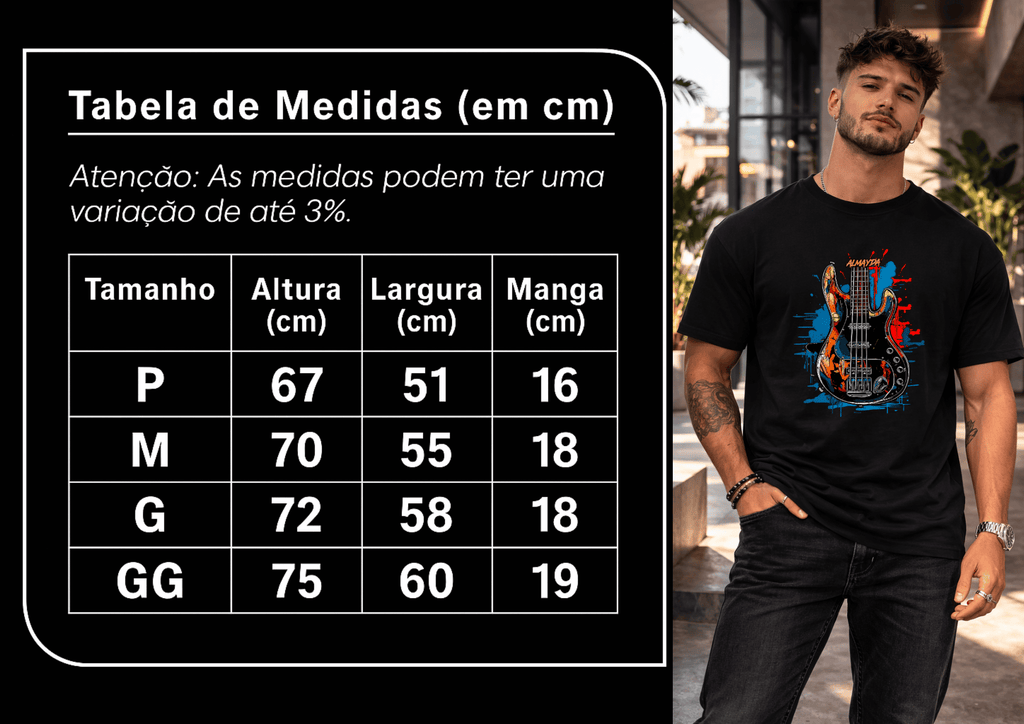 Camiseta Masculina Tradicional Manga Curta - Almayda Urban Bass