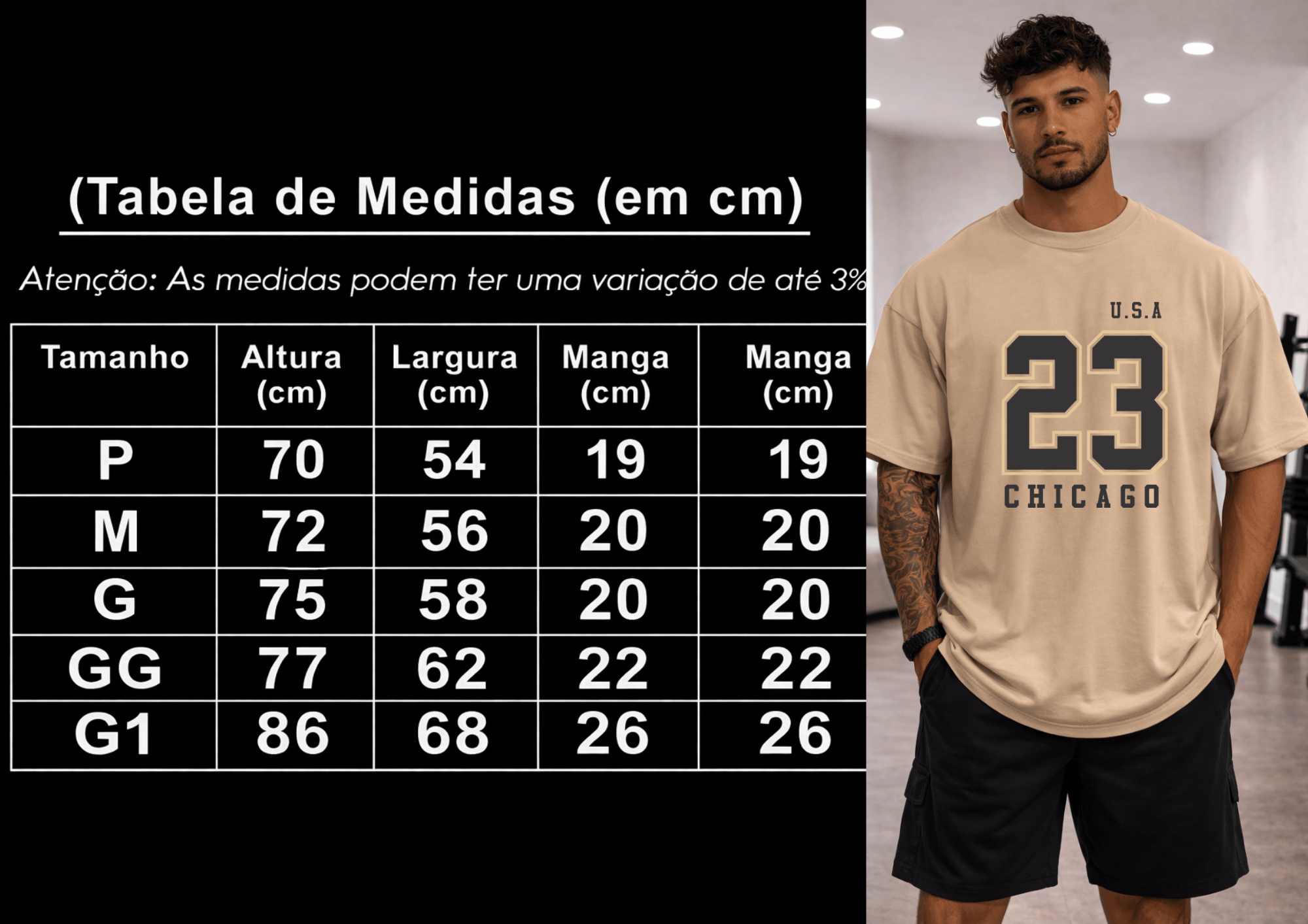Camiseta Oversized Masculina -  U.S.A 23 Chicago