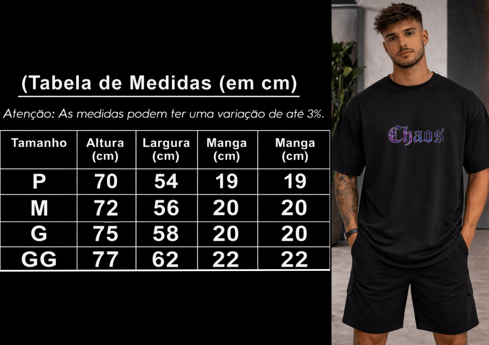Camisetão Oversized Masculina | Estampa - Chaos