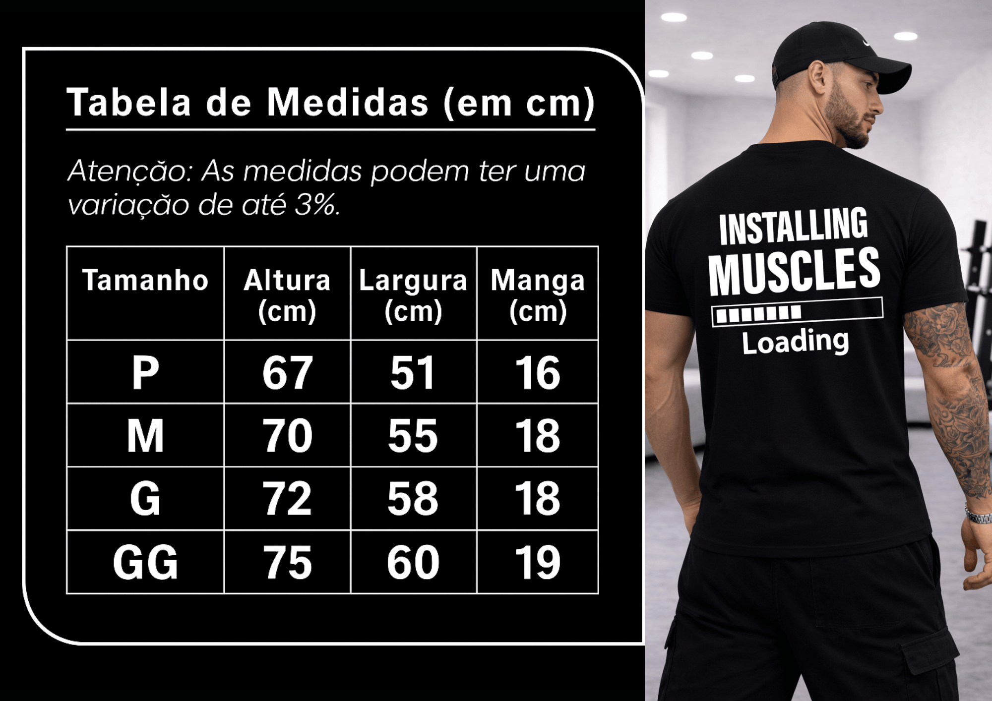 Camiseta Tradicional Manga Curta Masculina Installing Muscles Loading