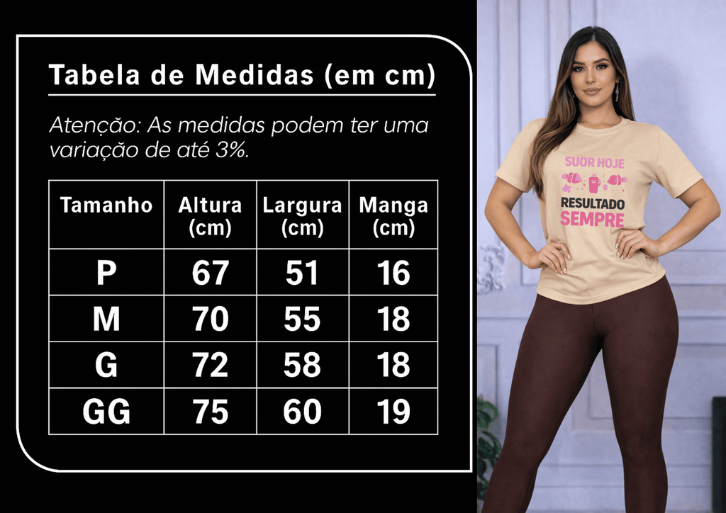 Camiseta Feminina Tradicional Manga Curta Almayda - Suor Hoje, Resultado Sempre