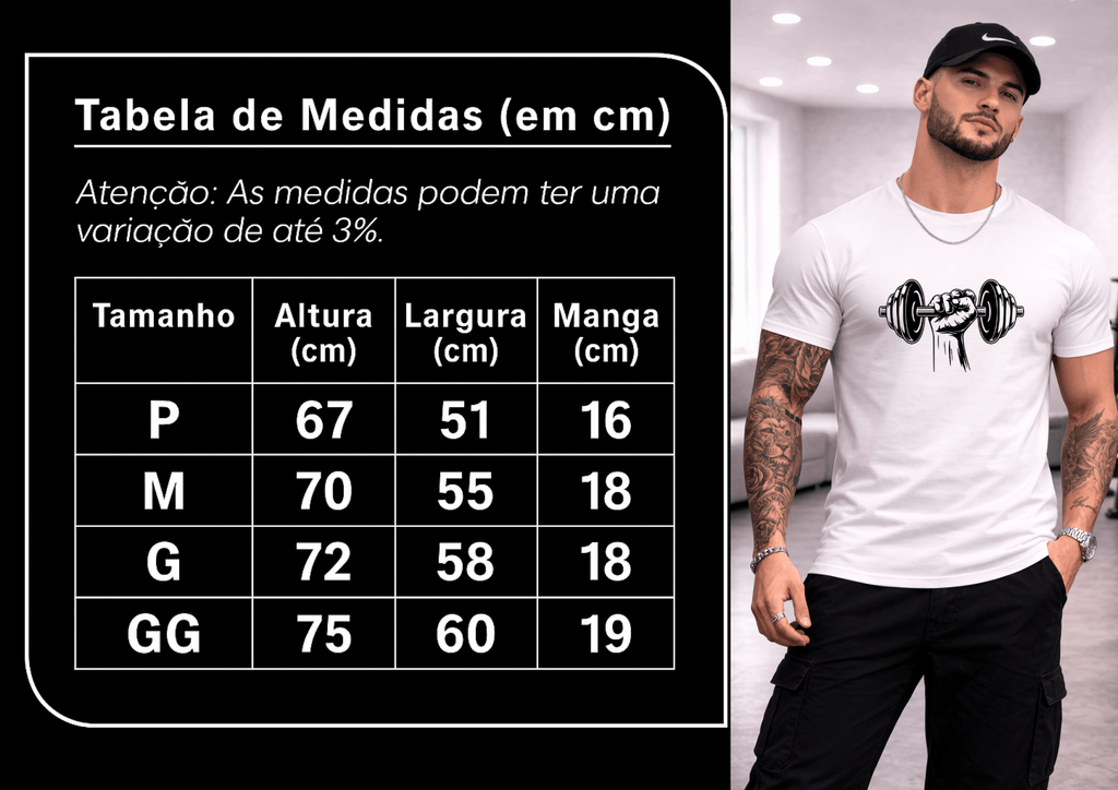 Camiseta Masculina Premium Manga Curta Tradicional   | Estampa Halteres