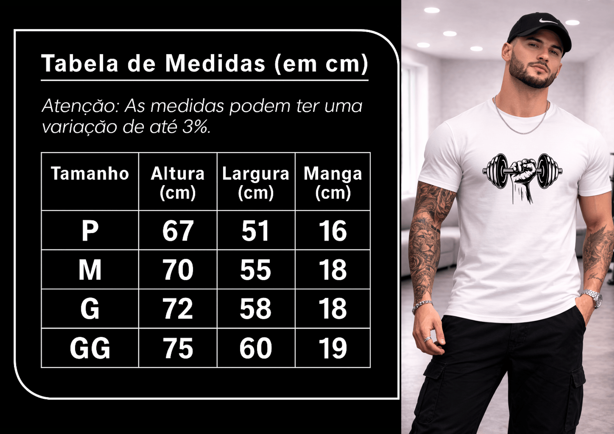 Camiseta Masculina Premium Manga Curta Tradicional   | Estampa Halteres