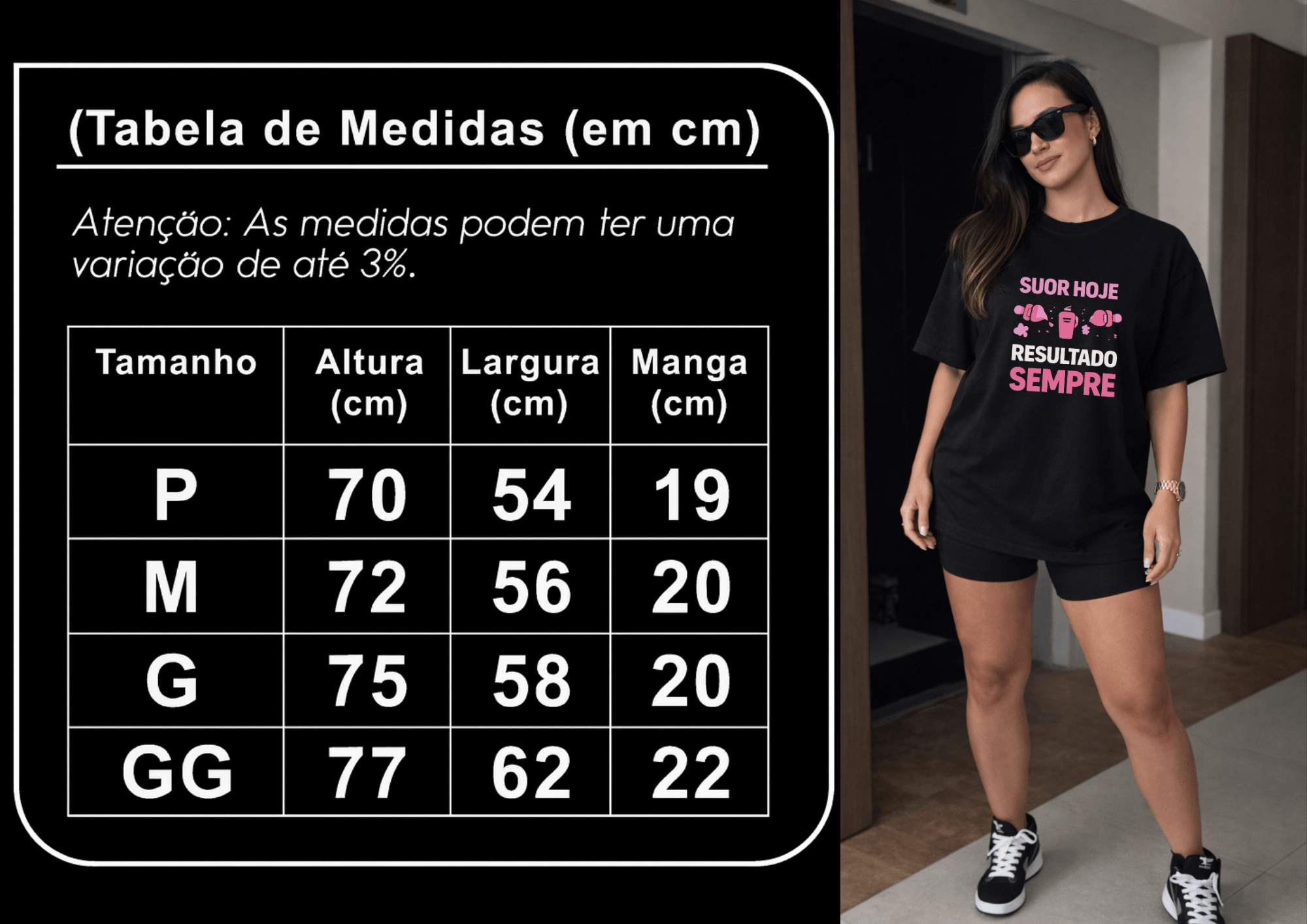 Camisetão Feminino Oversized - Suor Hoje, Resultado Sempre
