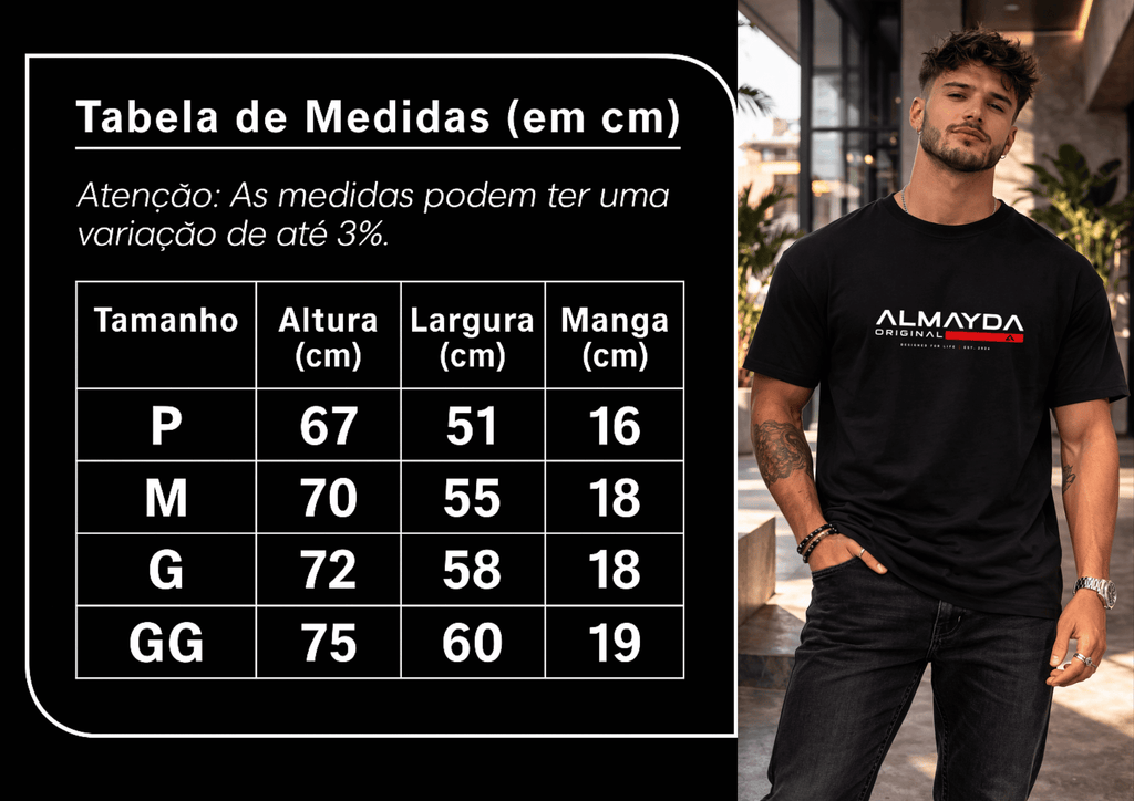 Camiseta Masculina Premium - Manga Curta Almayda Lançamento Manga Curta Almayda For Life