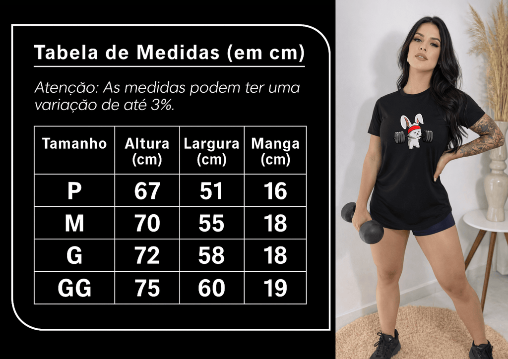 Camiseta Feminina Premium Manga Curta Tradicional Bunny Strong