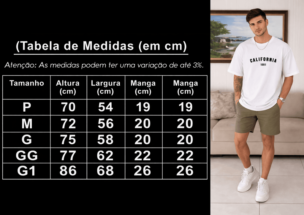 Camiseta Oversized Masculina | Estampa - California 1991