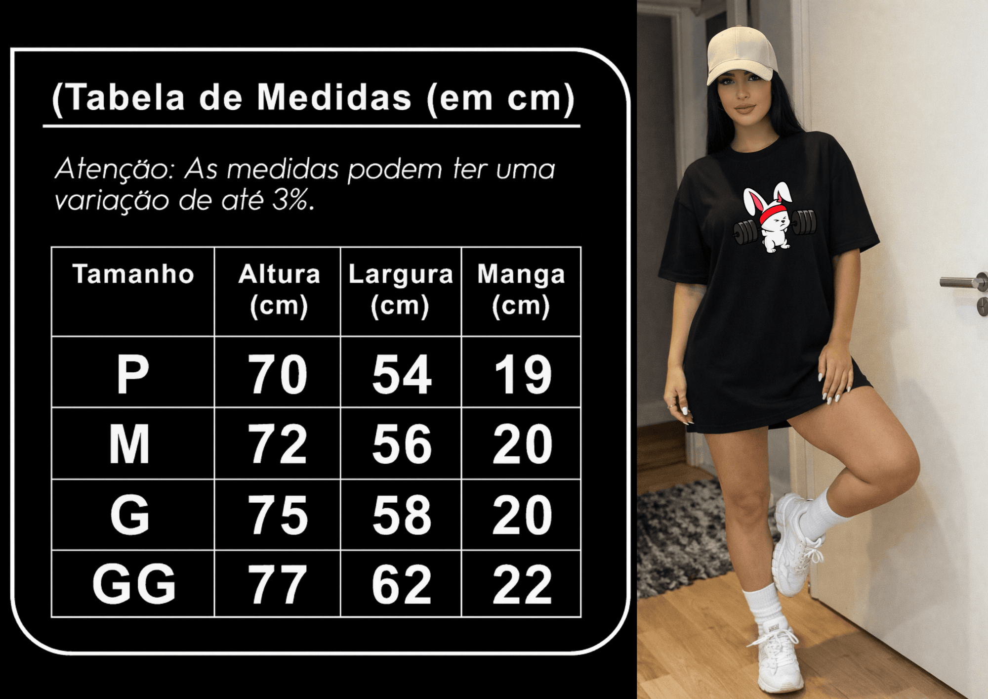 Camiseta Oversized Feminina Bunny Strong