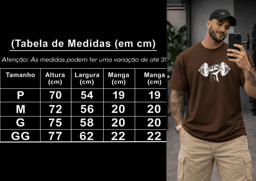 Camiseta Oversized Masculina | Estampa - Halteres