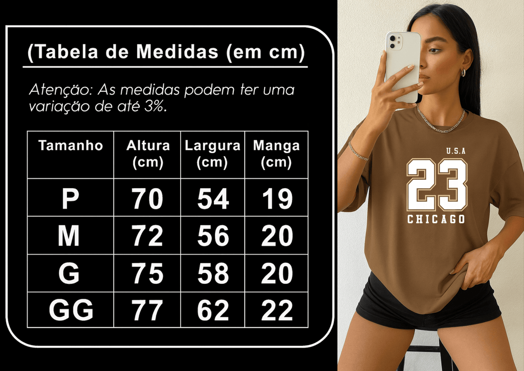 Camiseta Oversized Feminina -  U.S.A 23 Chicago