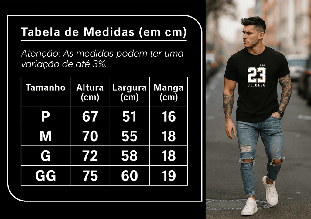 Camiseta Masculina Premium - U.S.A 23 CHICAGO