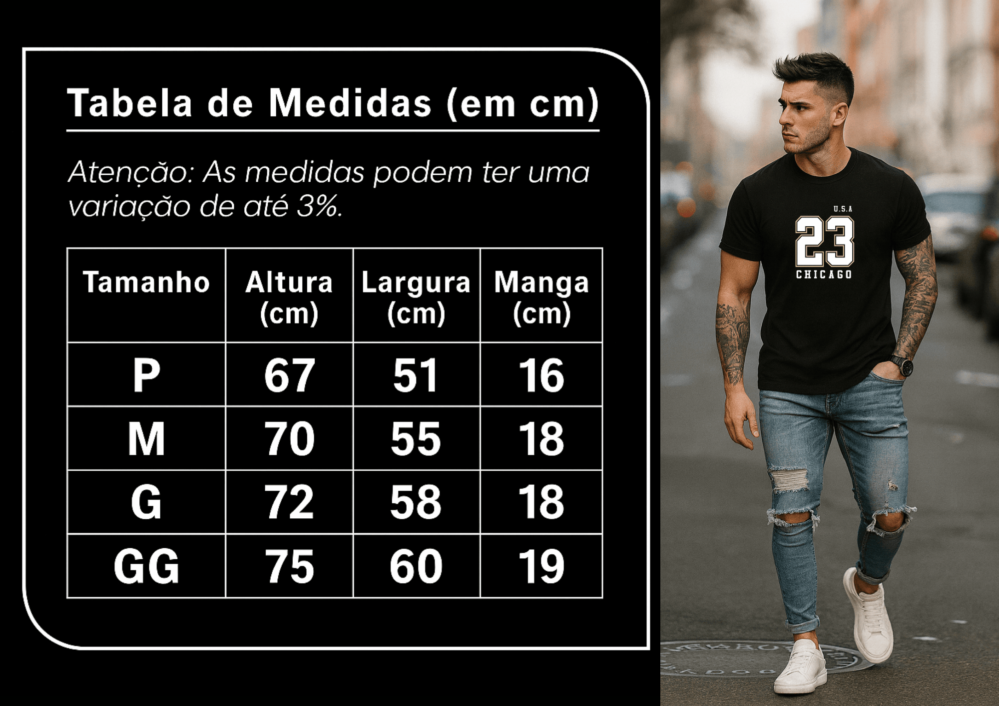 Camiseta Masculina Premium - U.S.A 23 CHICAGO