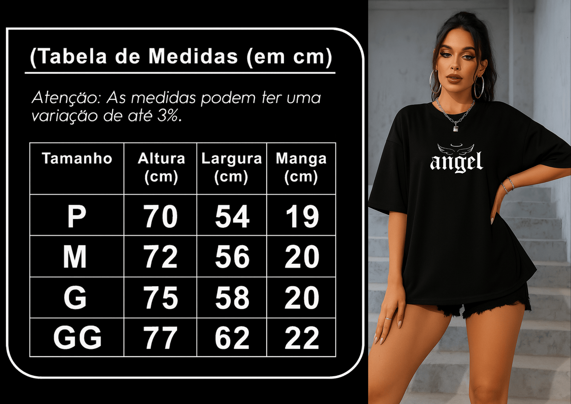 Camiseta Oversized Feminina -  Dark Angel