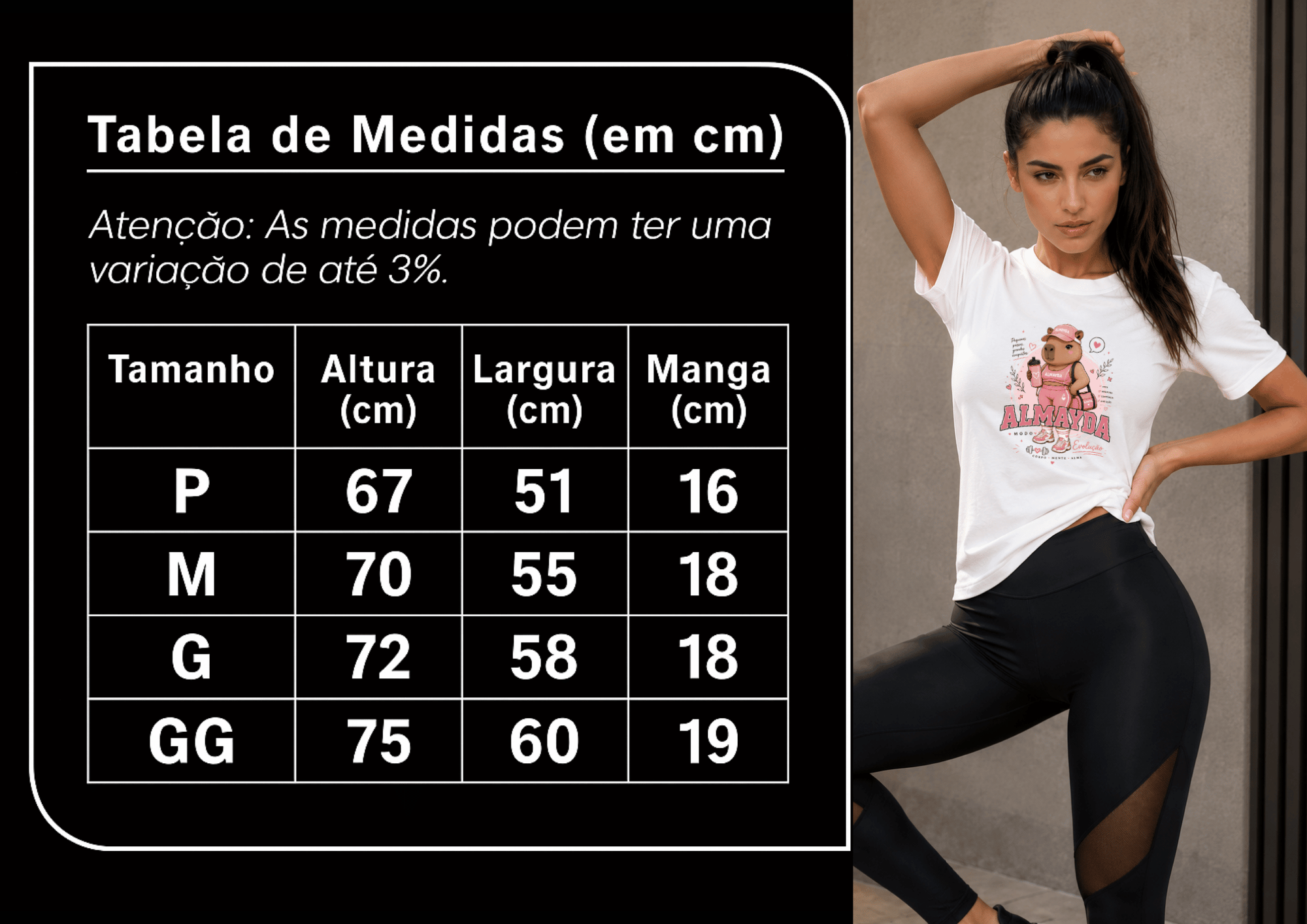 Camiseta Feminina Tradicional Manga Curta -  Almayda Cute But Strong