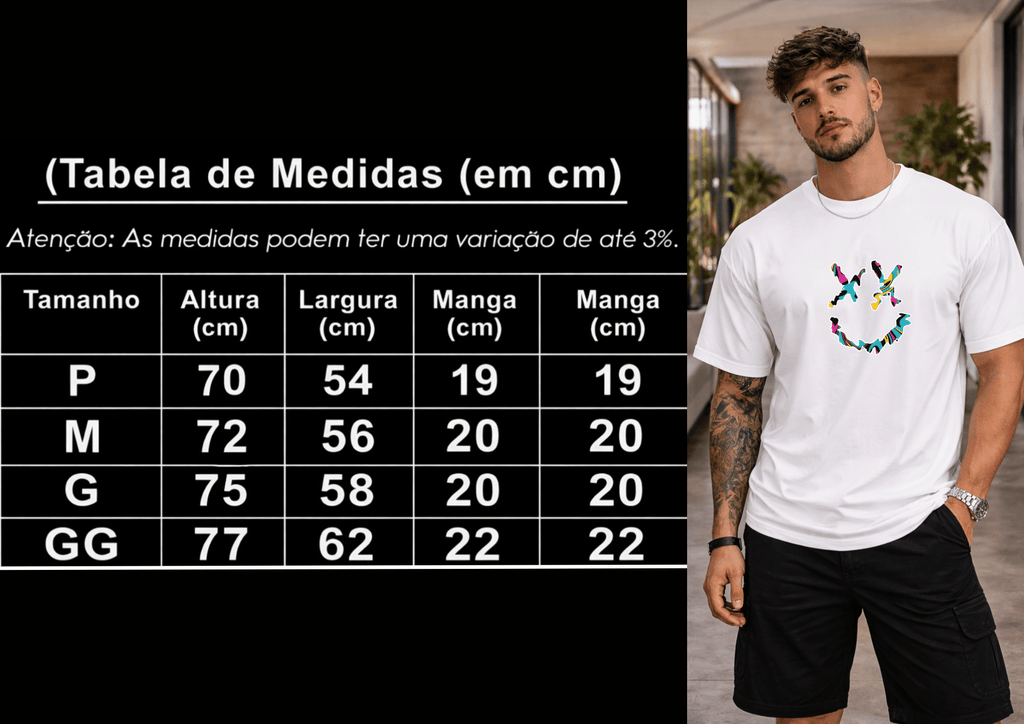 Camiset Oversized Masculina | Estampa - Smiley