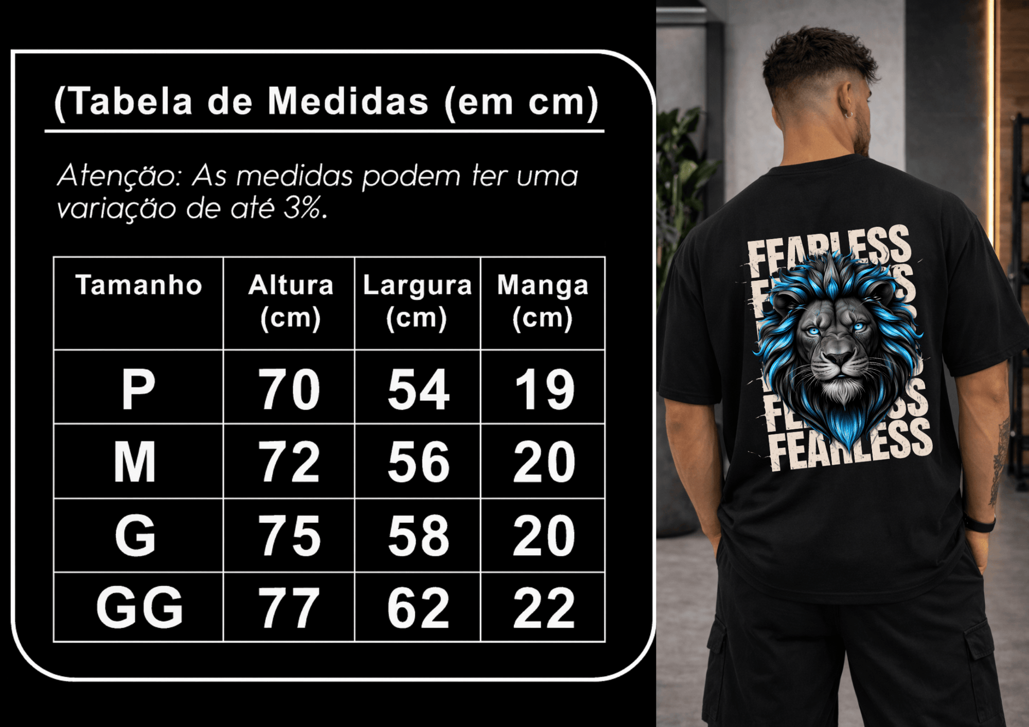 Camisetão Oversized  - Masculina Fearless Lion
