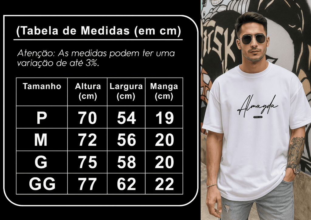 Camiseta Oversized Masculina Premium - Almayda Since | Streetwear Casual