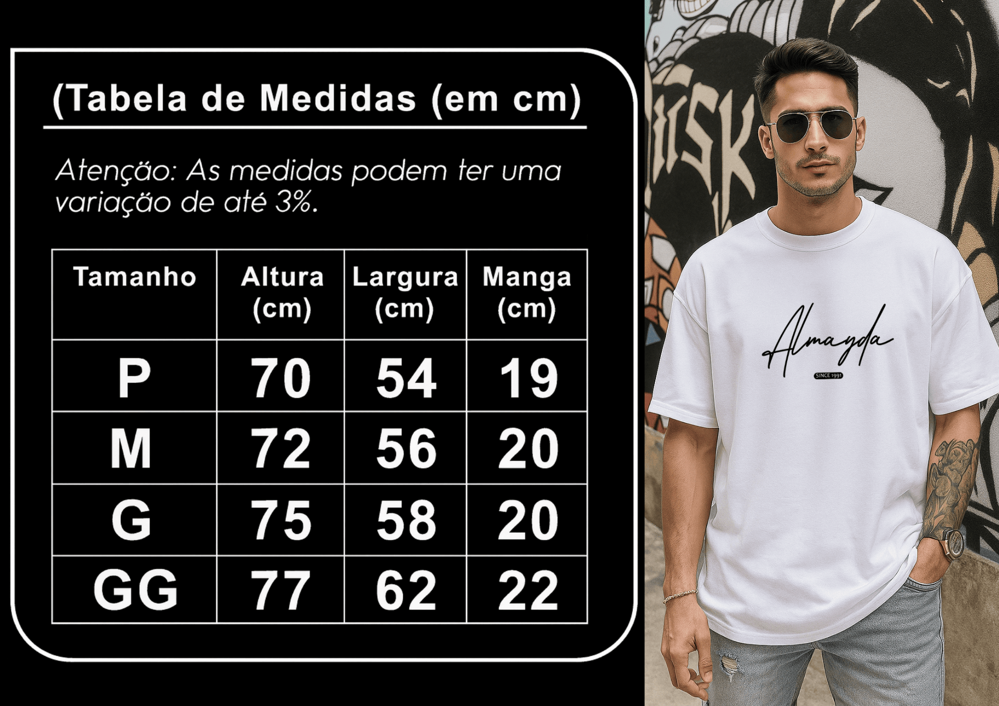 Camiseta Oversized Masculina Premium - Almayda Since | Streetwear Casual