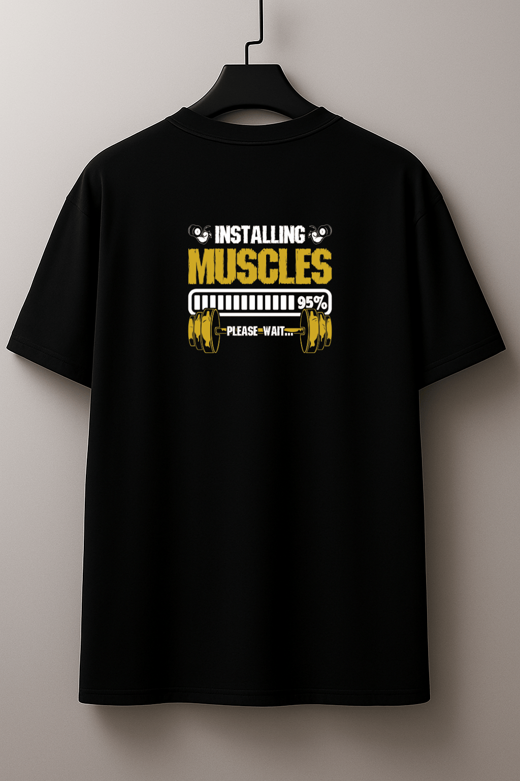 Camiseta Masculina | Estampa Installing Muscles Amarelo