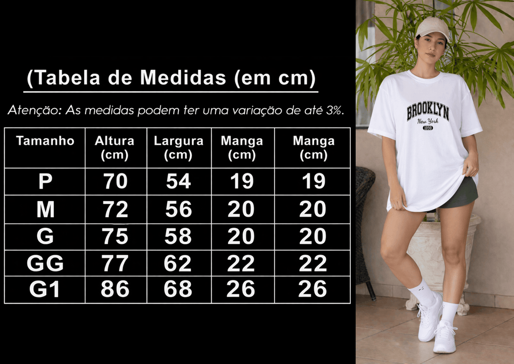 Camiseta Oversized Feminina | Estampa Brooklyn New York