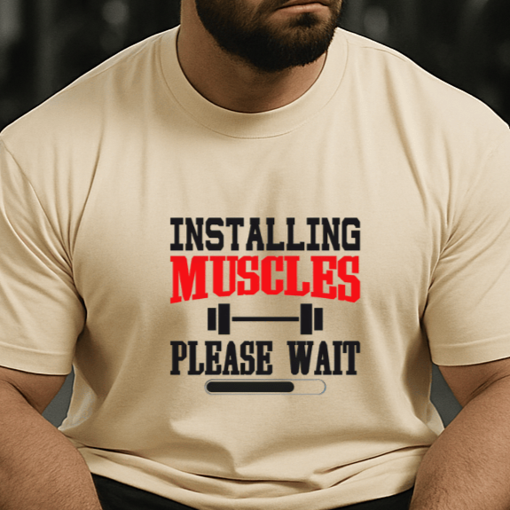 Camiseta Masculina | Estampa Installing Muscles Vermelho