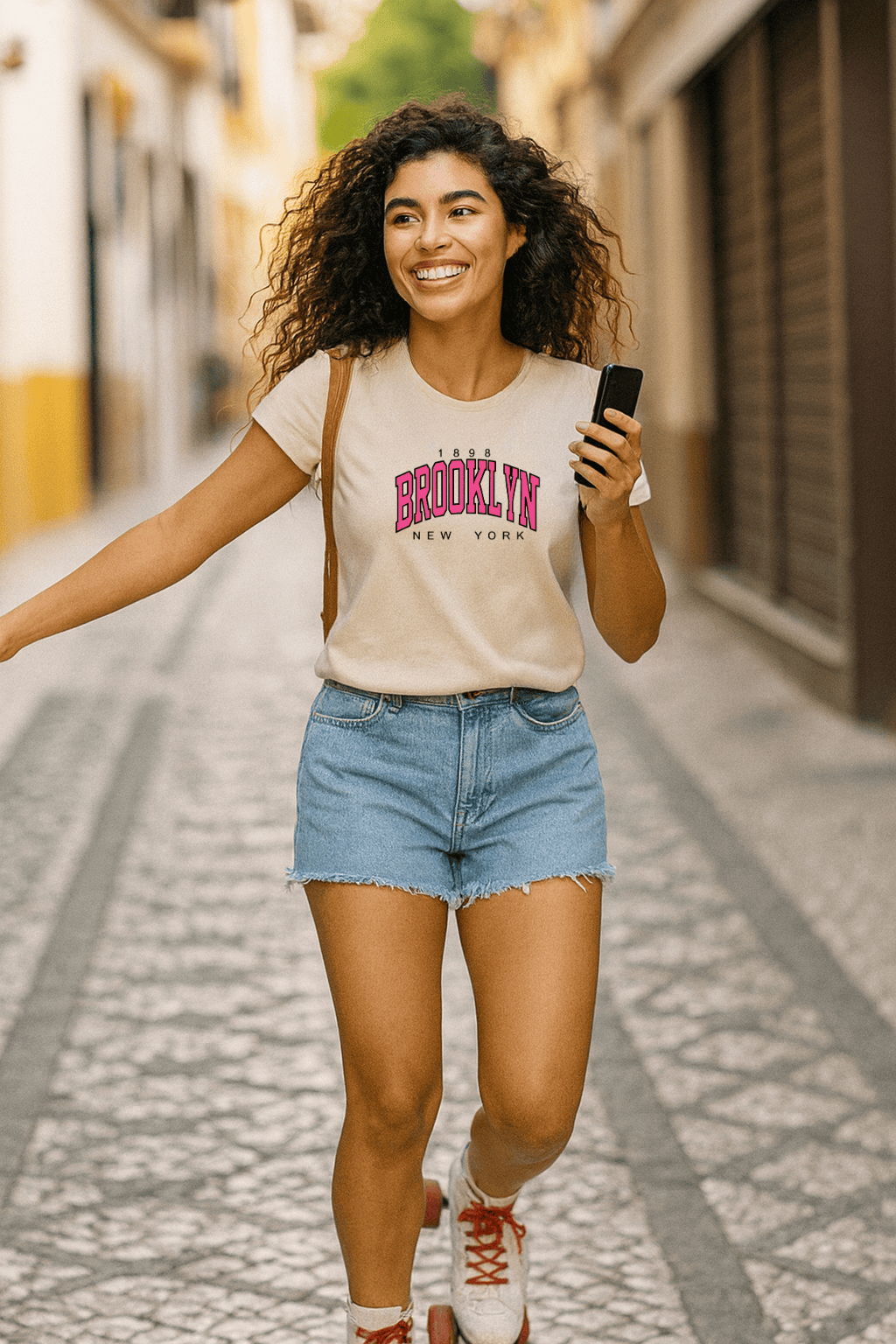 Camiseta Feminina | Estampa - Brooklyn New York Rosa