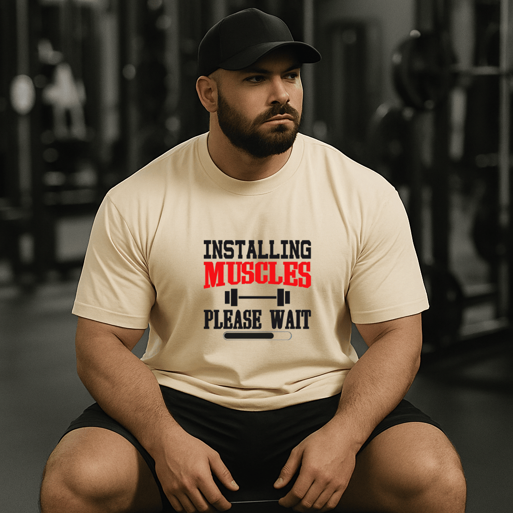 Camiseta Masculina | Estampa Installing Muscles Vermelho