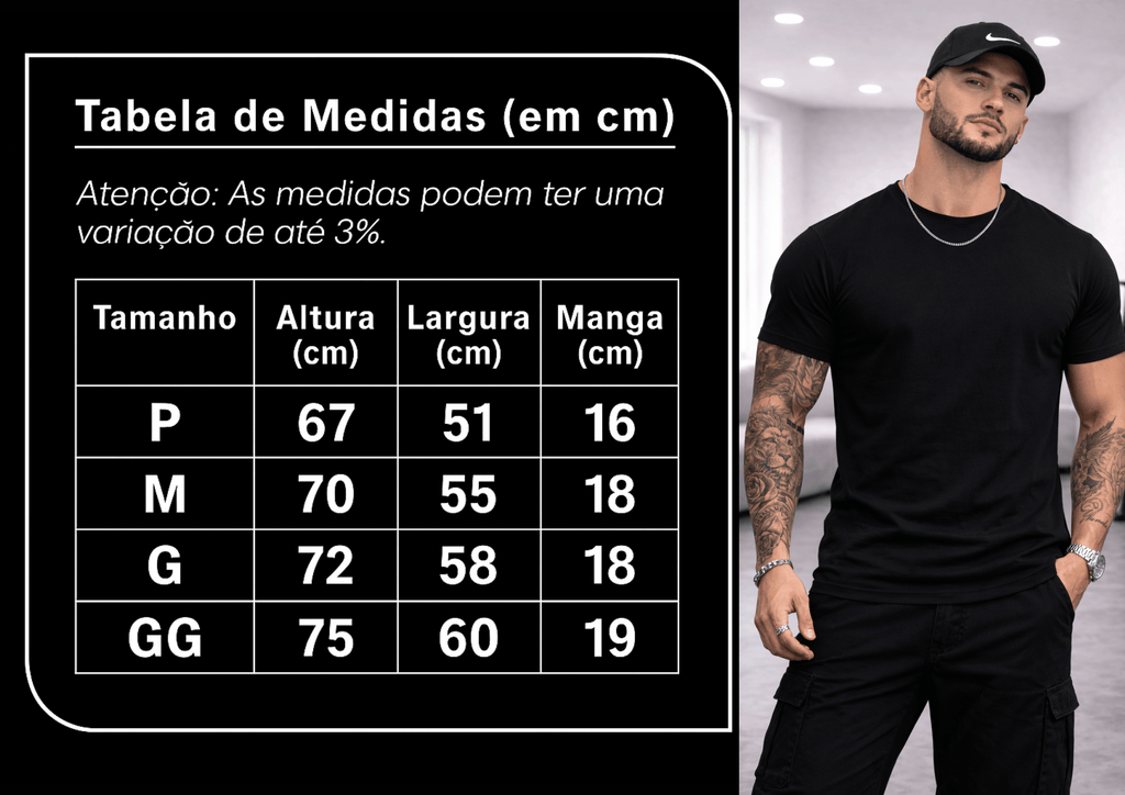 Camiseta Masculina Lisa - Manga Curta Tradicional