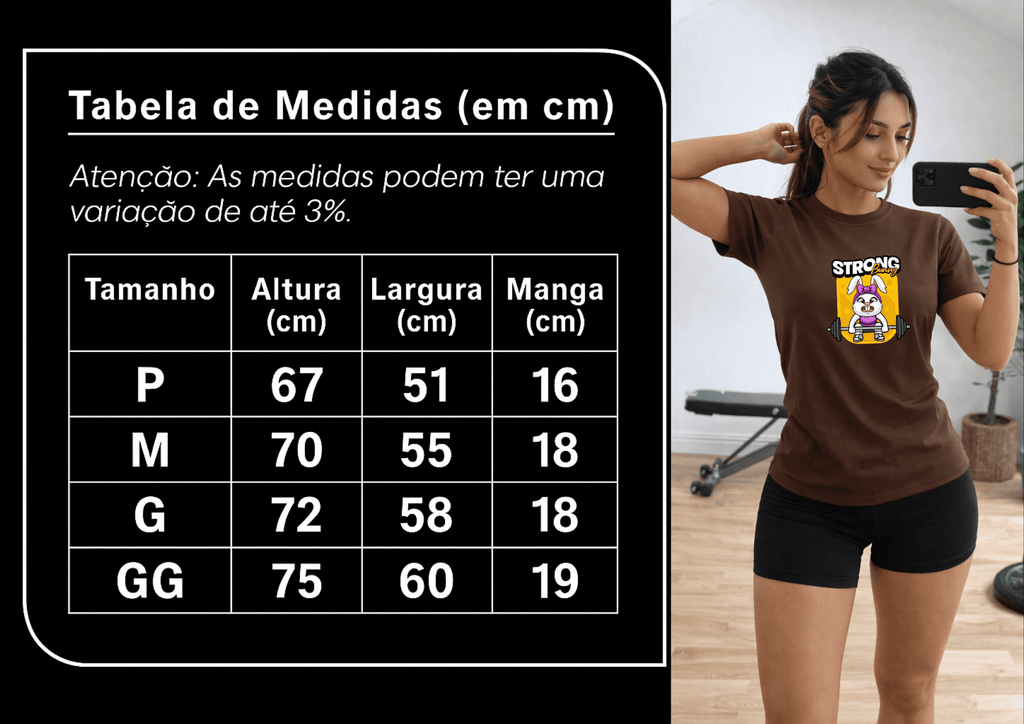 Camiseta Tradicional Manga Curta Feminina - Power Bunny