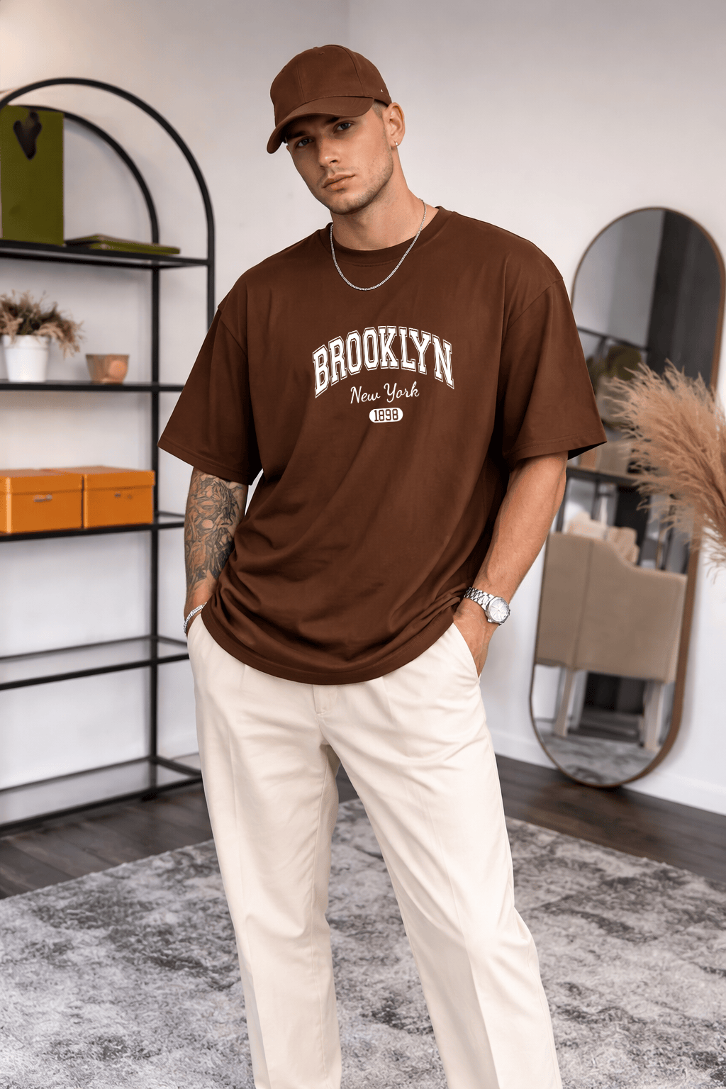 Camiseta Oversized Masculina | Estampa - Brooklyn Nova York