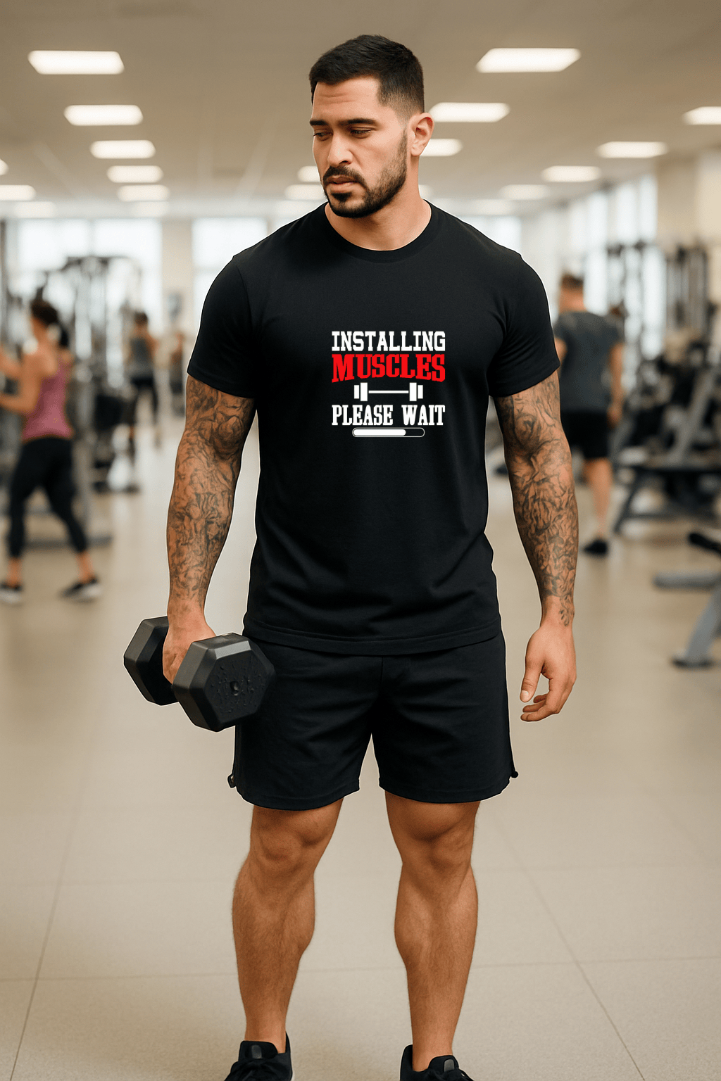 Camiseta Masculina | Estampa Installing Muscles Vermelho