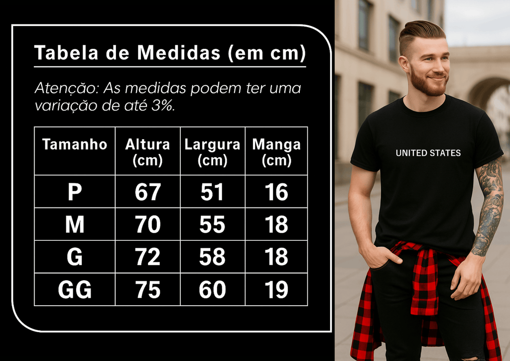 Camiseta Masculina | Estampa - United States