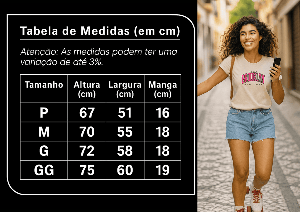 Camiseta Feminina | Estampa - Brooklyn New York Rosa