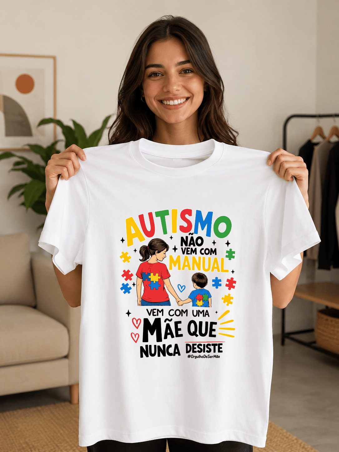 Camiseta Feminina Tradicional Manga Curta Almayda - Autismo Não Vem com Manual