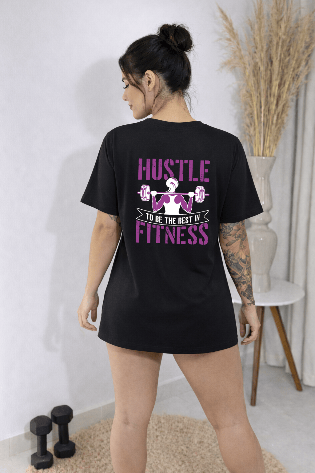 Camiseta Oversized (Camisetão) Feminina | Hustle to Be the Best in Fitness