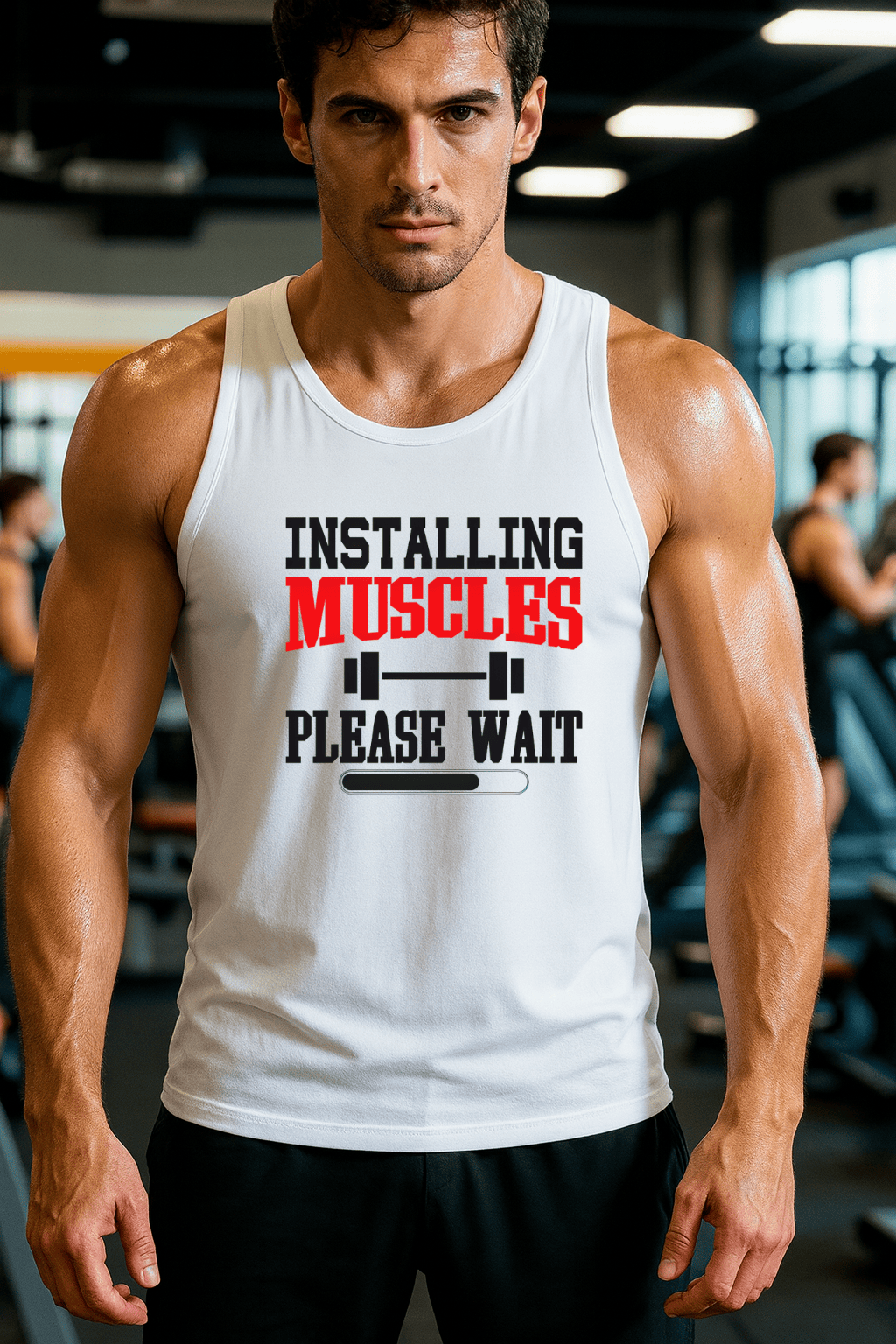 Camiseta Regata Masculina - Installing Muscles Please Wait