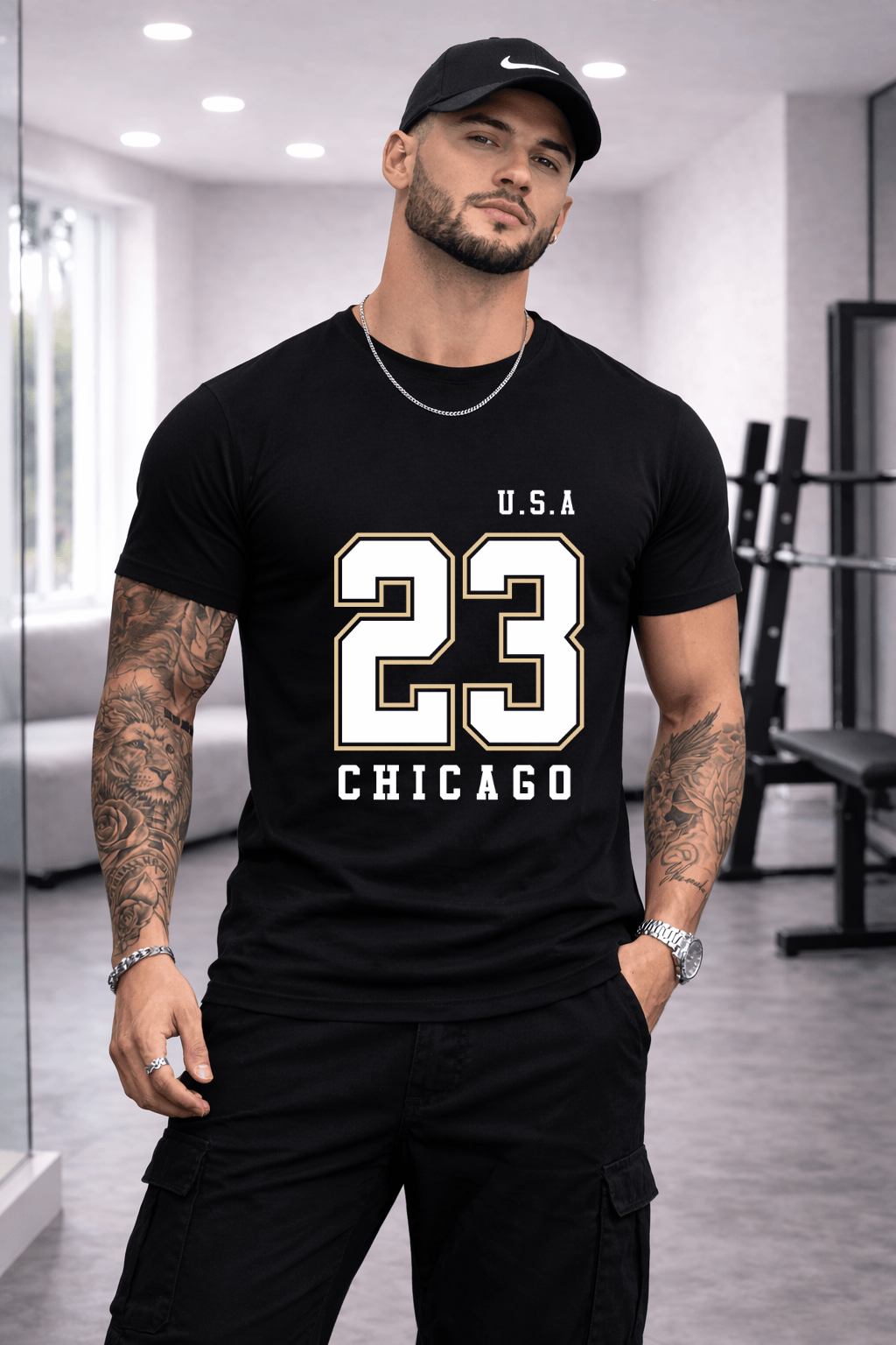 Camiseta Masculina Premium Manga Curta Tradicional  - U.S.A 23 CHICAGO