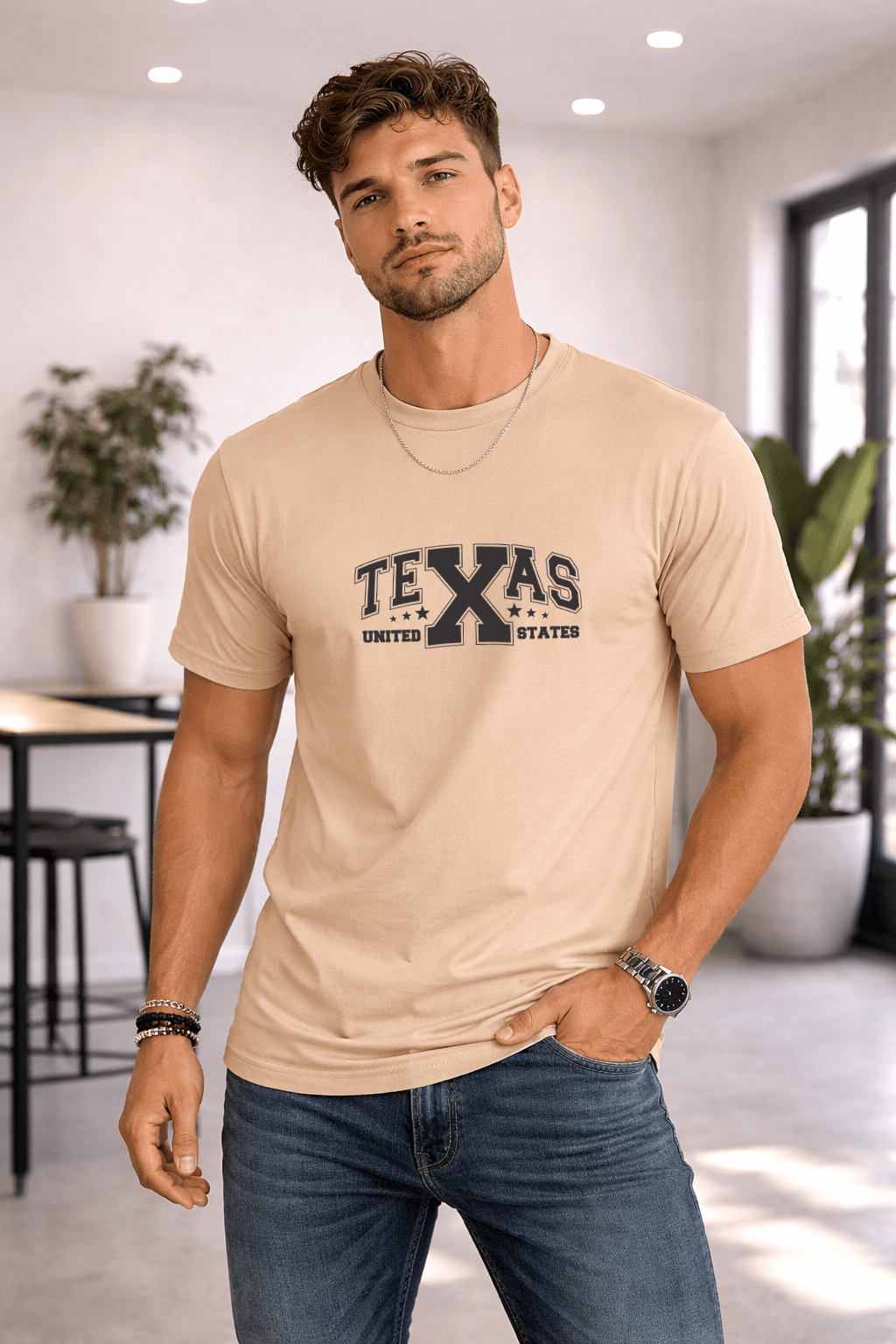 Camiseta Masculina Premium Manga Curta Tradicional  Texas United States