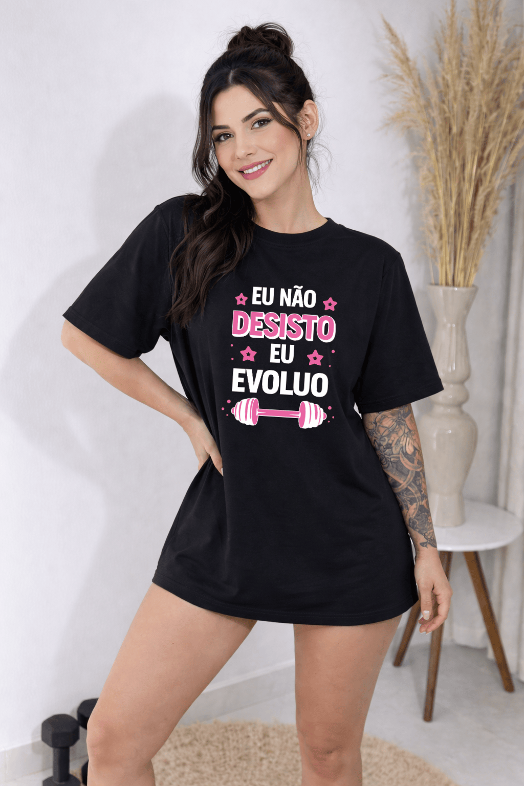 Camisetão Feminino Oversized - Eu Não Desisto Eu Evoluo