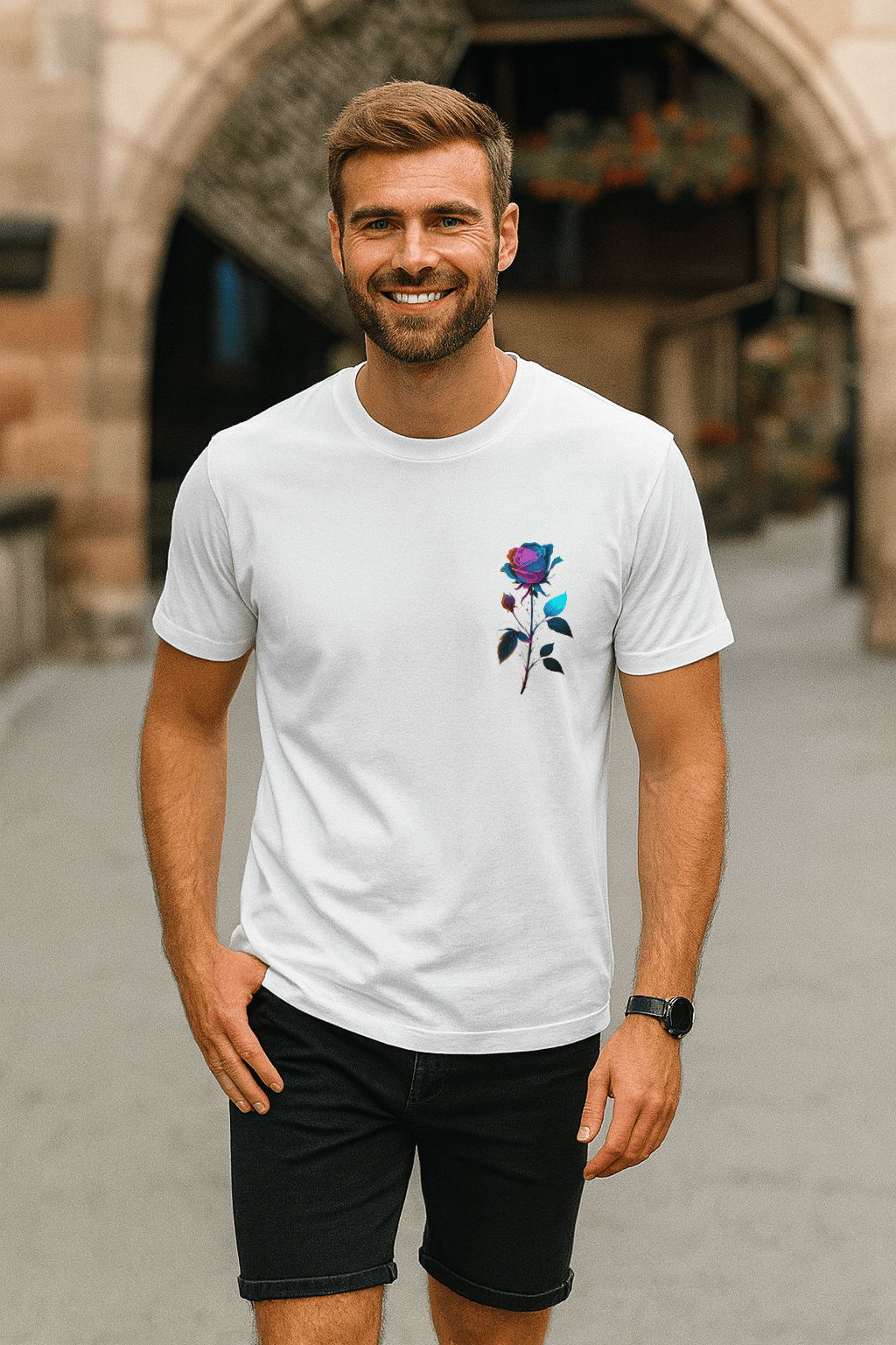 Camiseta Masculina | Estampa Rose Blue
