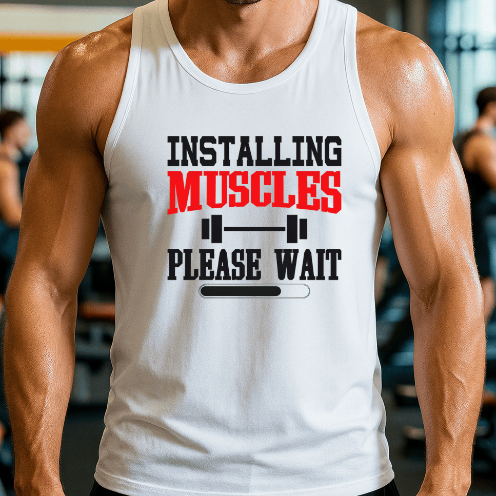 Camiseta Regata Masculina - Installing Muscles Please Wait