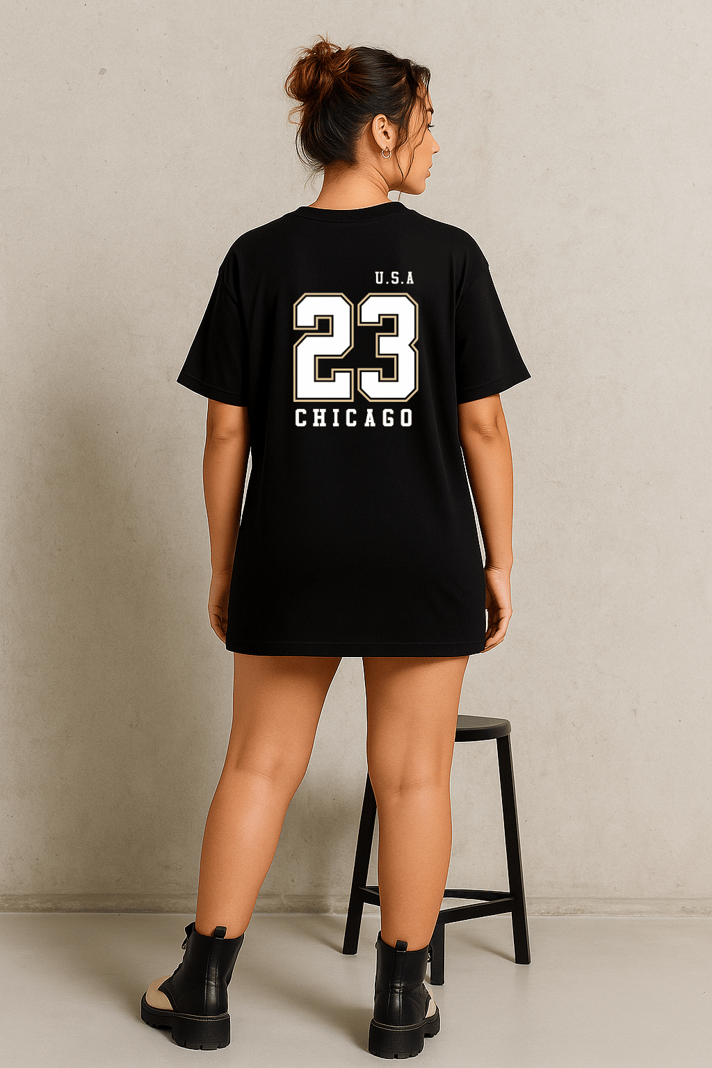 Camiseta Oversized Feminina -  U.S.A 23 Chicago | Estampa nas Costas