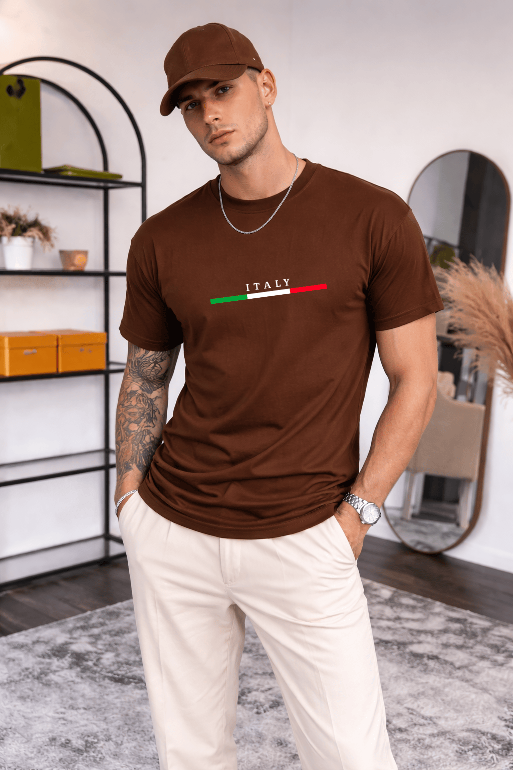 Camiseta Masculina Premium Manga Curta Tradicional  - Italy Algodão 100%
