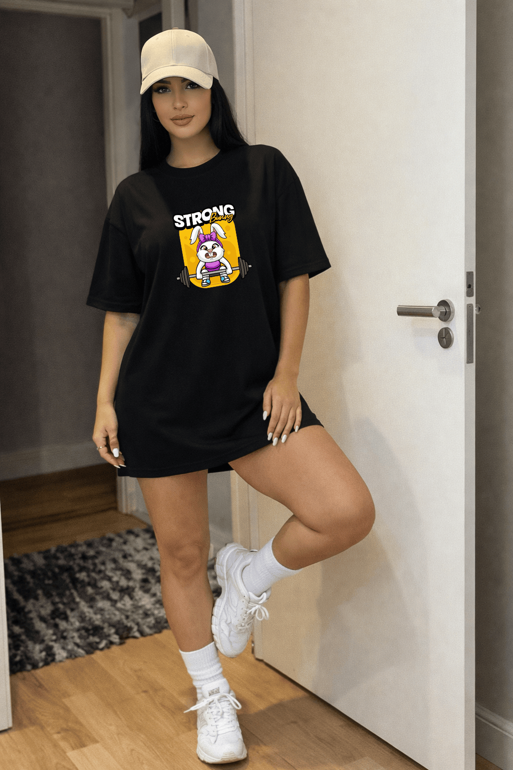 Camisetão Oversized  Feminina Power Strong Bunny | Premium | Estilo Street Fitness