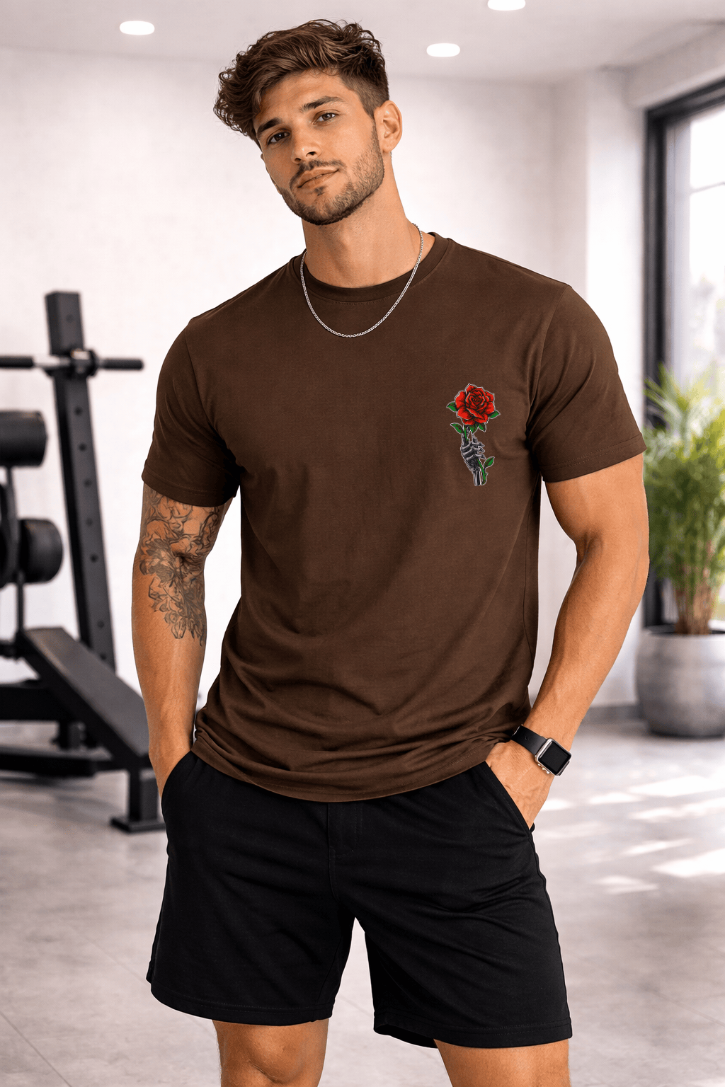Camiseta Masculina Tradicional Manga Curta - Rose Pain Red