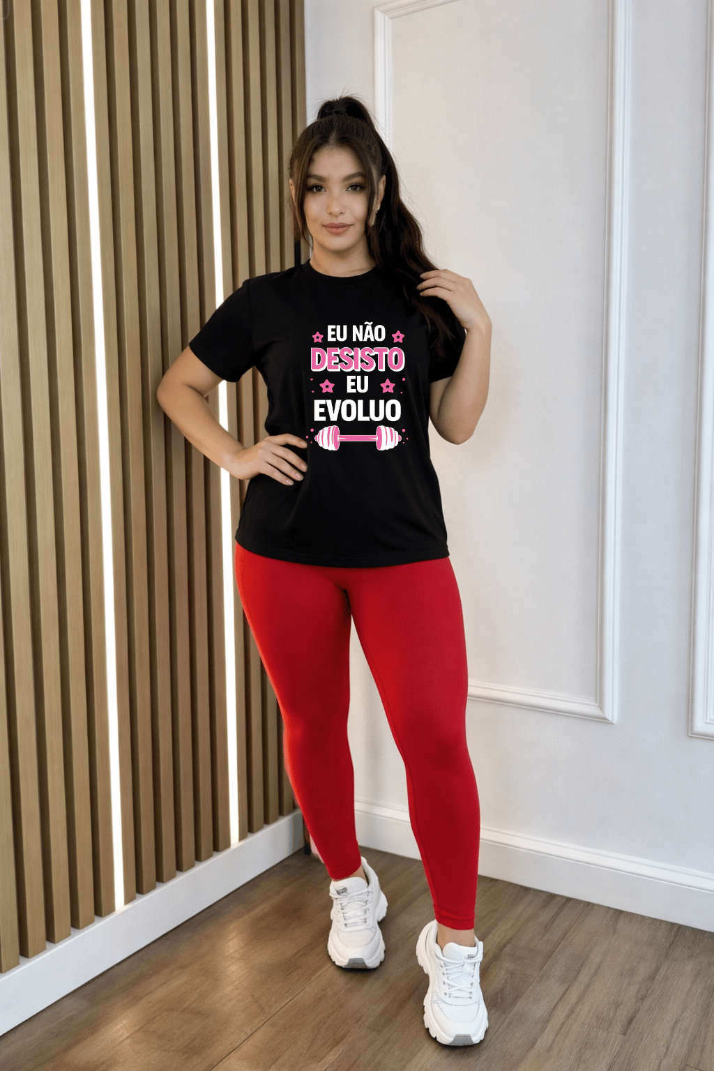 Camiseta Feminina Tradicional Manga Curta Almayda - Eu Não Desisto, Eu Evoluo
